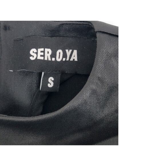 SER.O.YA Black‎ Asymmetrical Zip Vegan Leather Mini Dress Small Edgy Long Sleeve - Picture 4 of 4